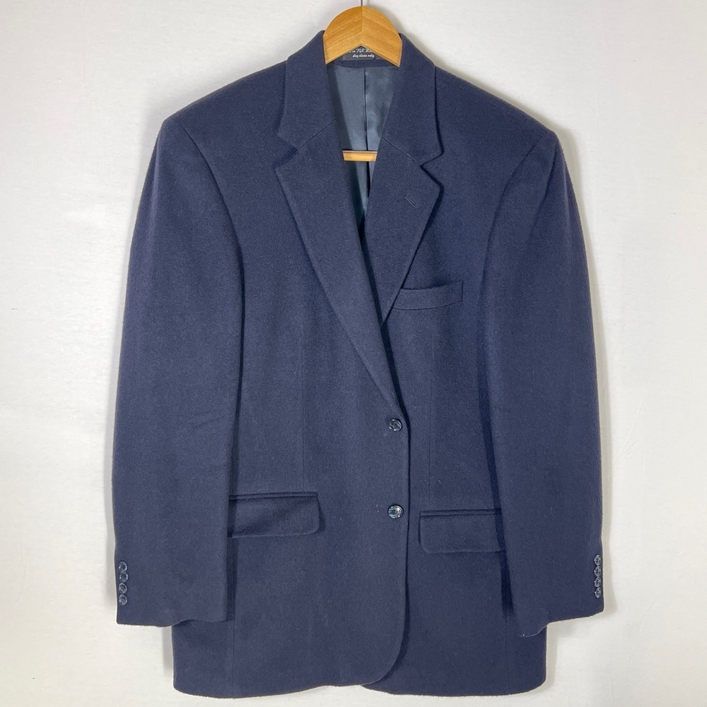 Camel Hair Blazer 42L Navy Long 2 Button Mens Sport Coat Club Room